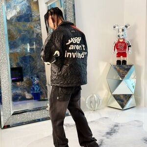 Hyde Park Moto Racer Coach Jacket in Black Bomber Jacket Size M NWT